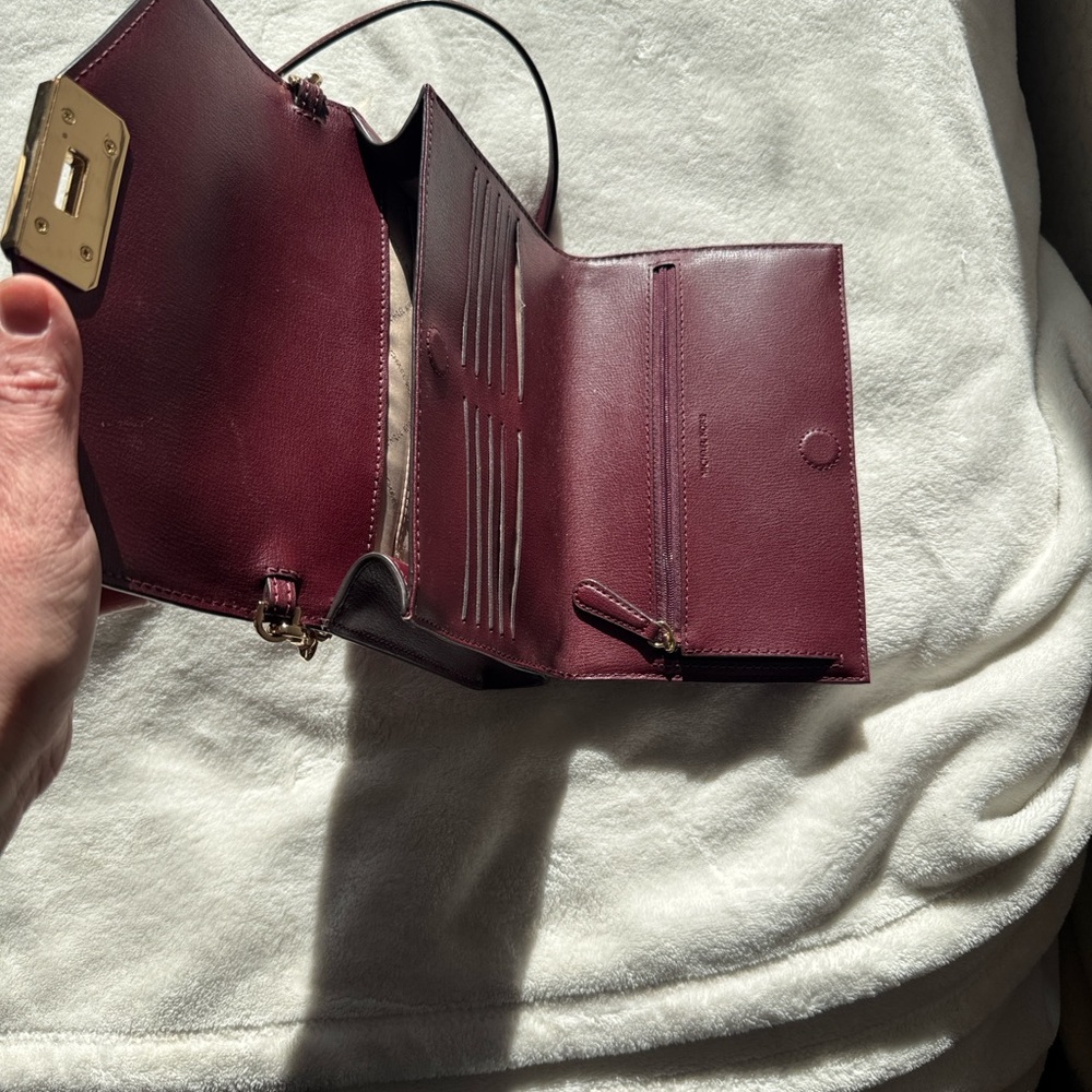 Michael Kors Burgundy Crossbody Bag with Gold Chain - Picture 11 of 12